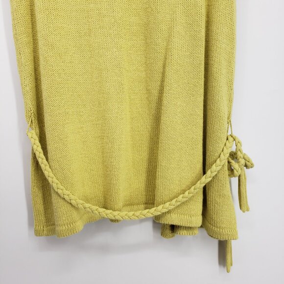 White + Warren Short Sleeve Belted Cardigan Sweater XL Chartreuse Yellow Green - Picture 8 of 8